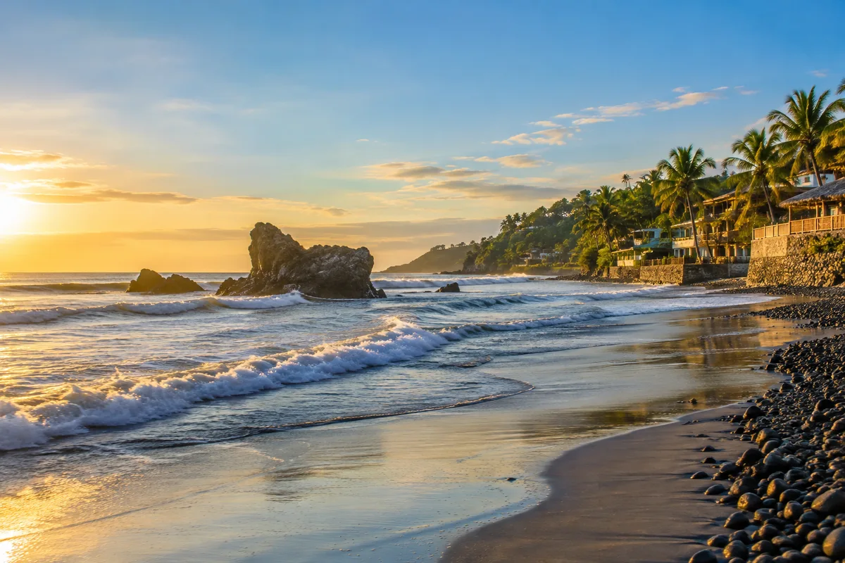 Ilustración generada con IA de Playa El Tunco